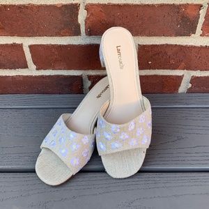 Larroude Brigitte Block Heel Slip On Sandals